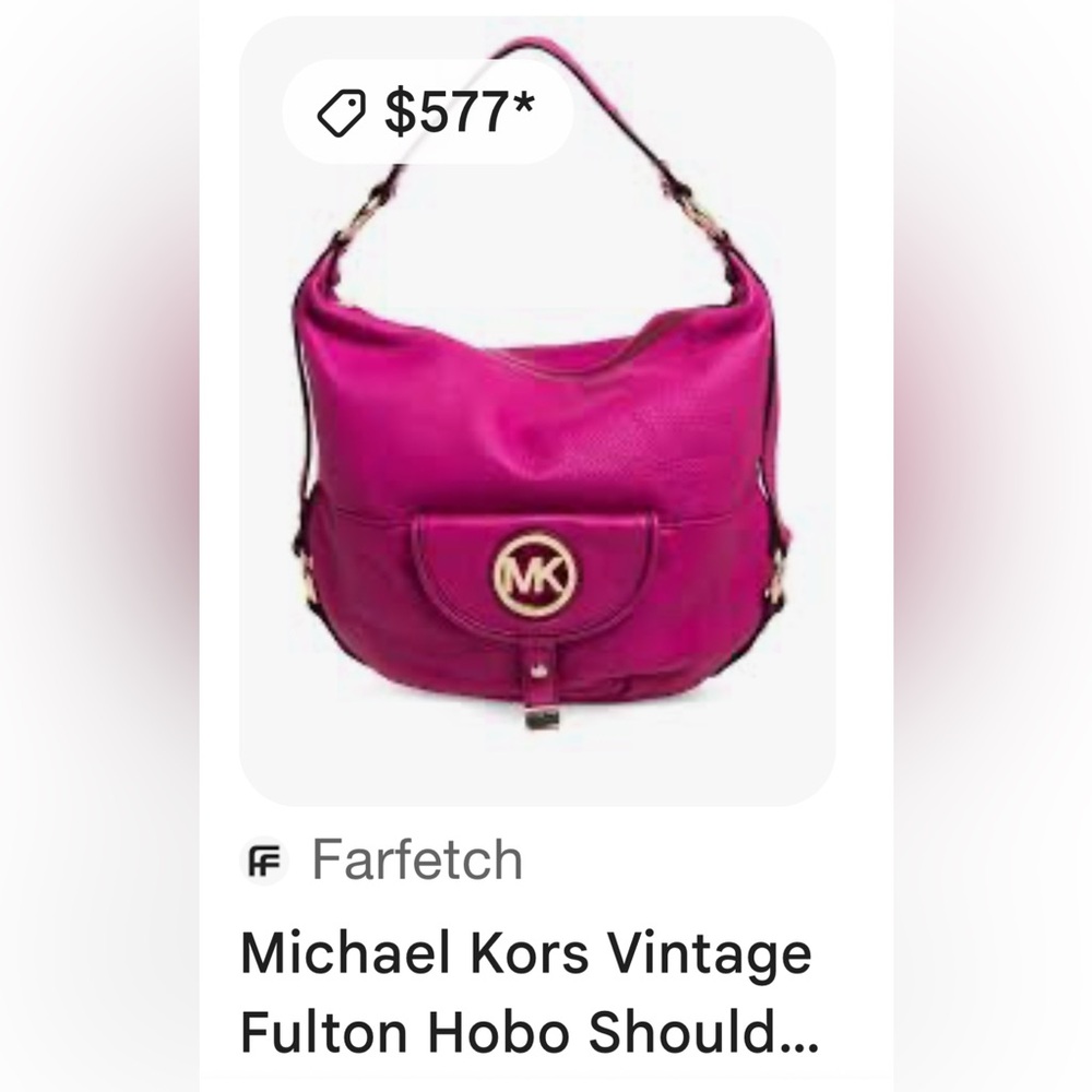 Michael Kors Pink Fulton hobo bag w/ pebbled leather & gold-tone hardware. - Picture 4 of 11